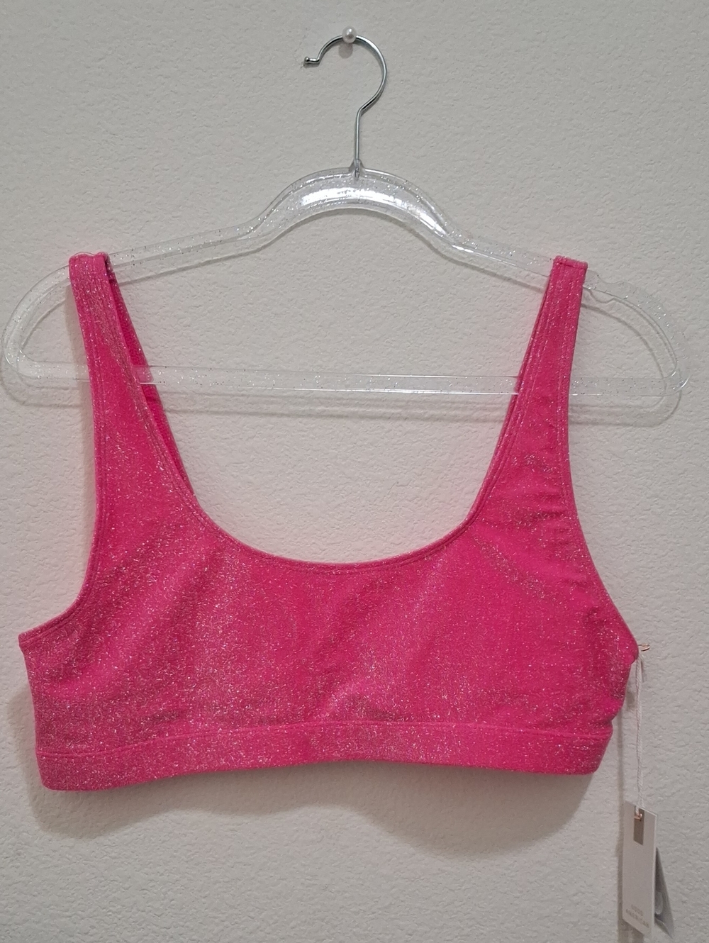 Good American Shimmer Pink Scoop-Back Bikini Top Large/xl